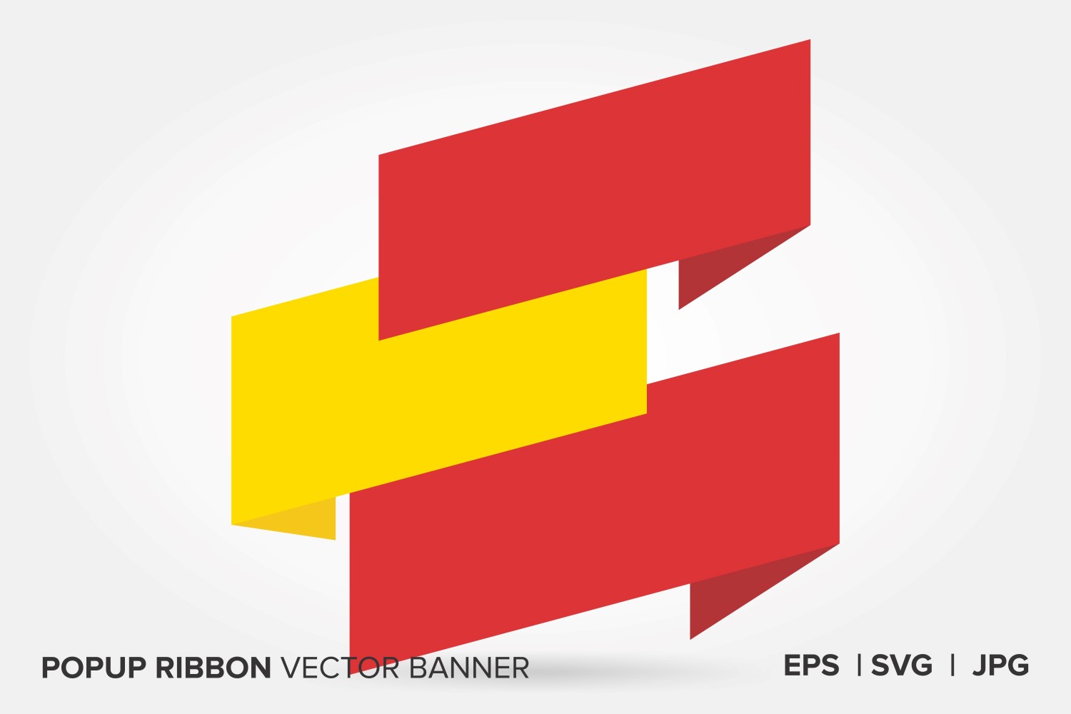 Reds And Yellow Color Popup Ribbon Vector Banner