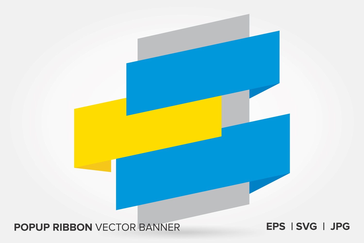 Blue And Yellow Color Popup Ribbon Vector Banner