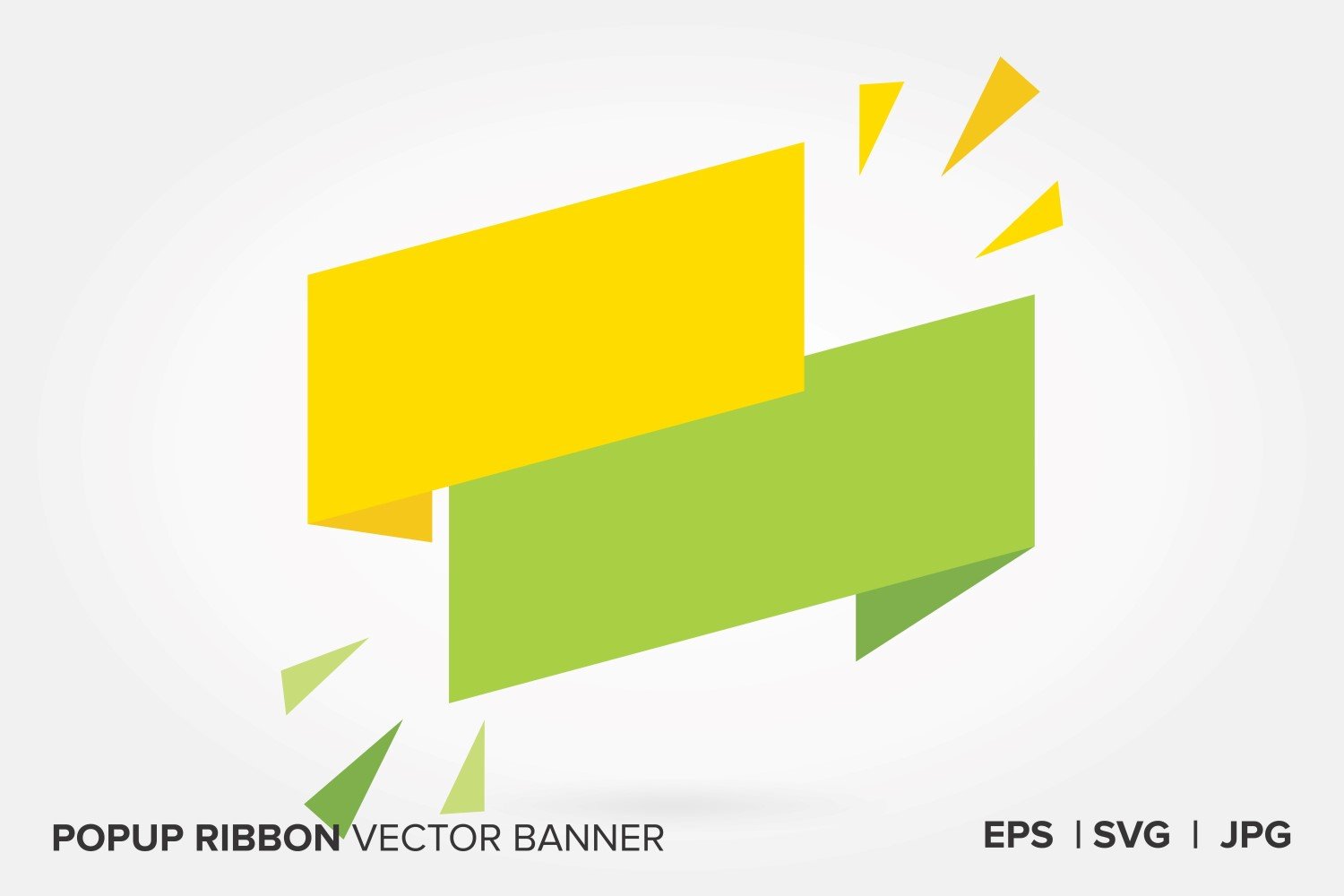 Yellow And Light Green Color Popup Ribbon Vector Banner