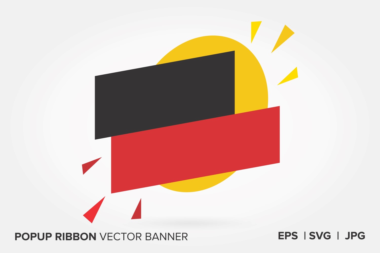 Black And Red Color Popup Ribbon Vector Banner
