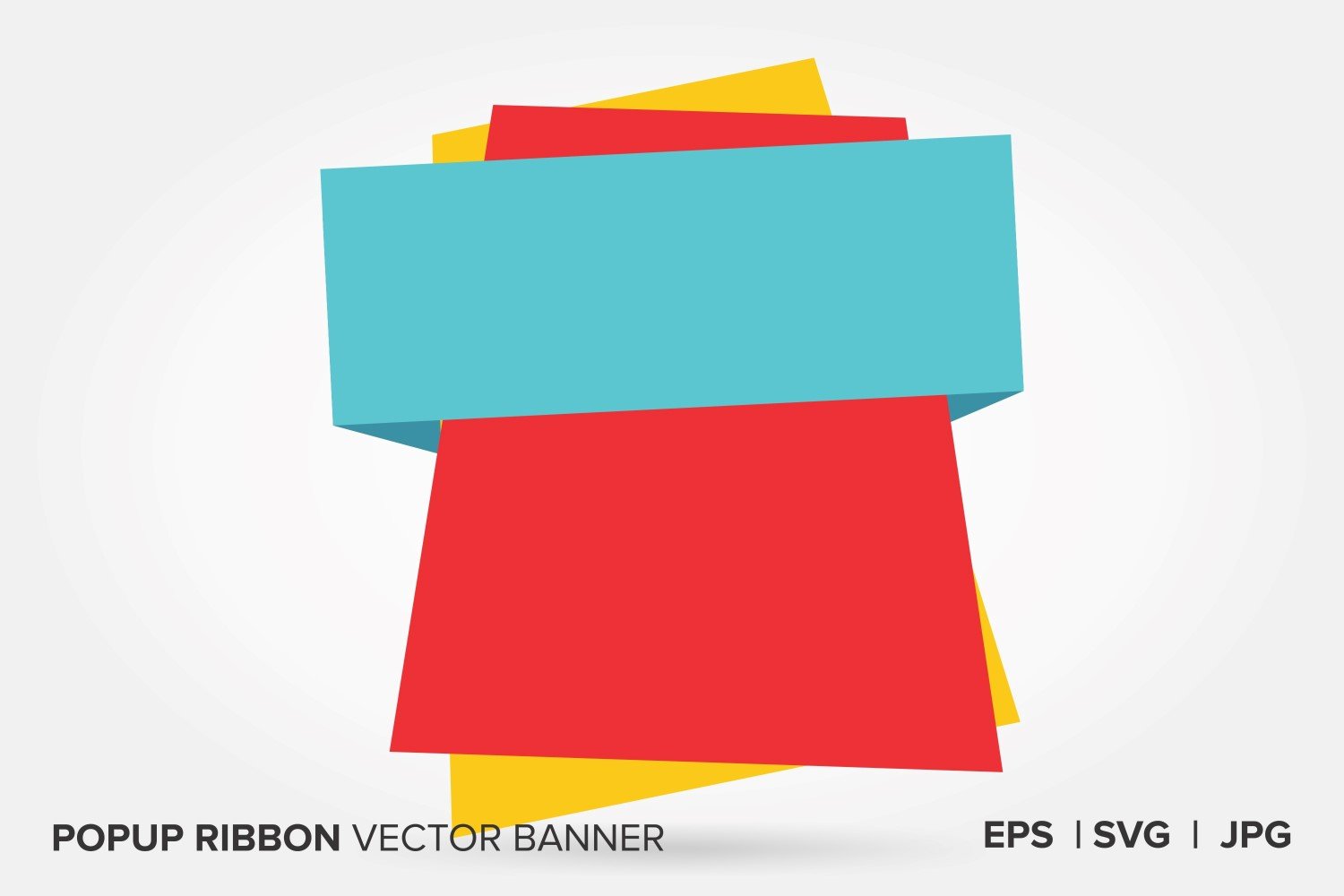 Red And Teal Color Popup Ribbon Vector Banner