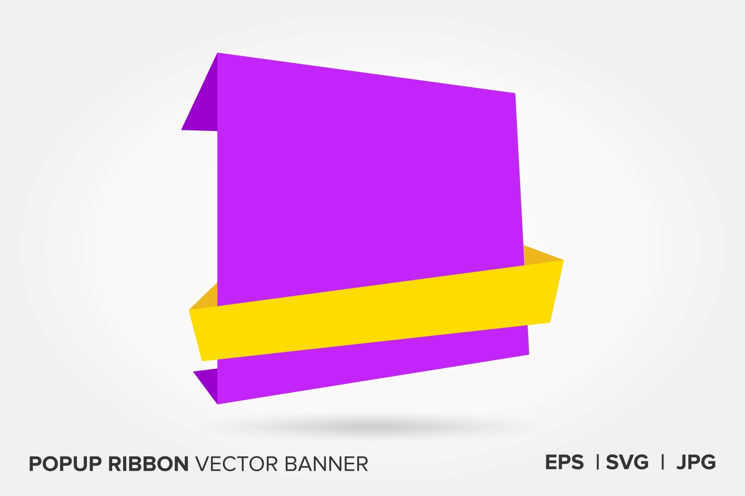 Yellow And Purple Color Popup Ribbon Vector Banner