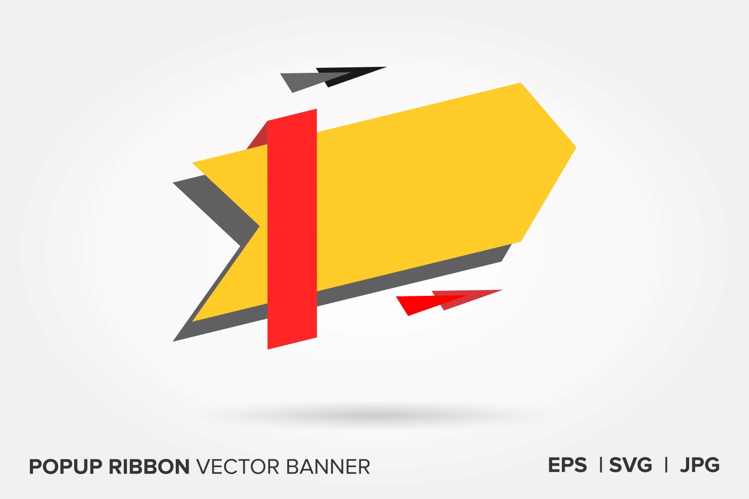 Red And Yellow Color Popup Ribbon Vector Banner .