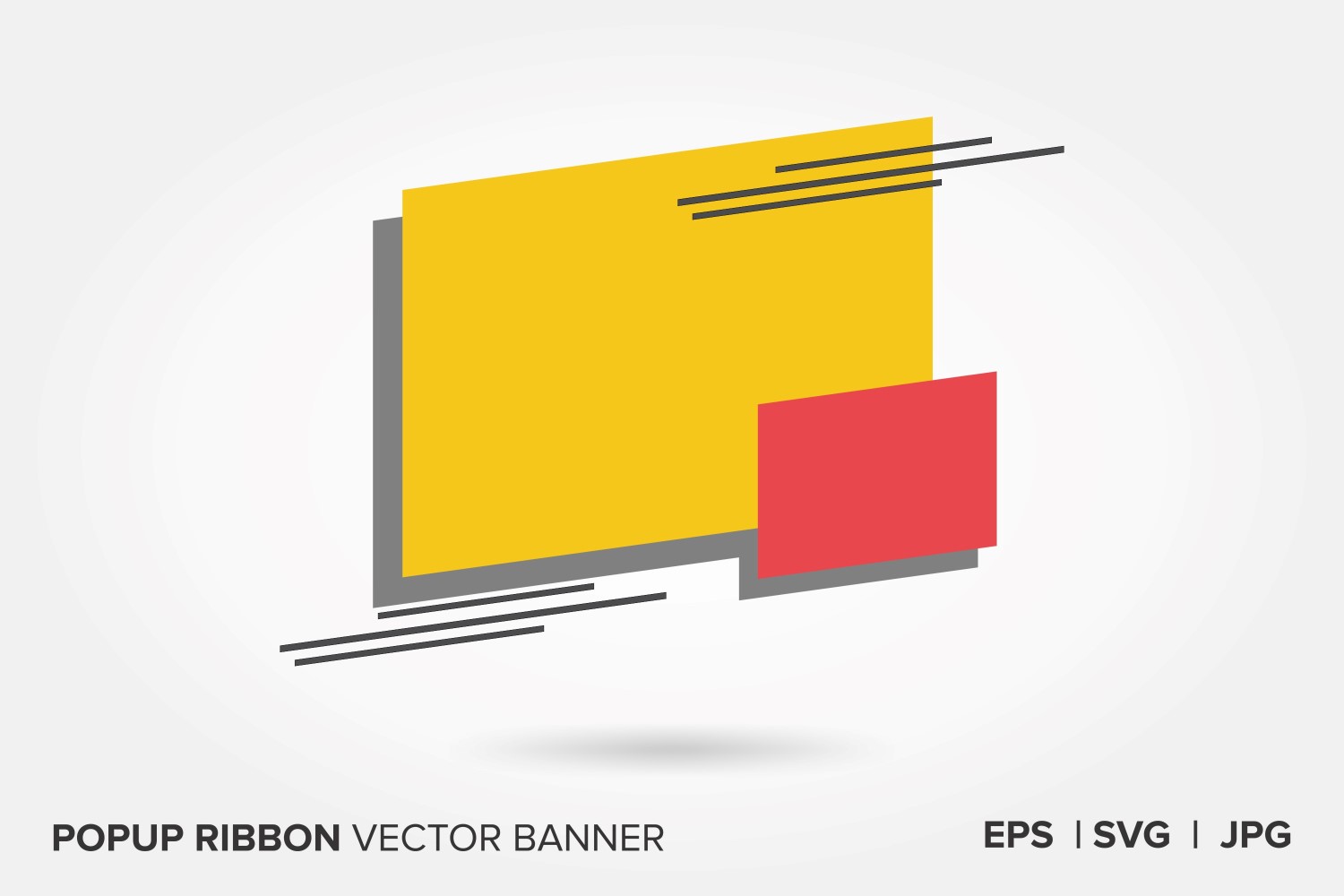 Red And  Yellow Color Popup Ribbon Vector Banner .
