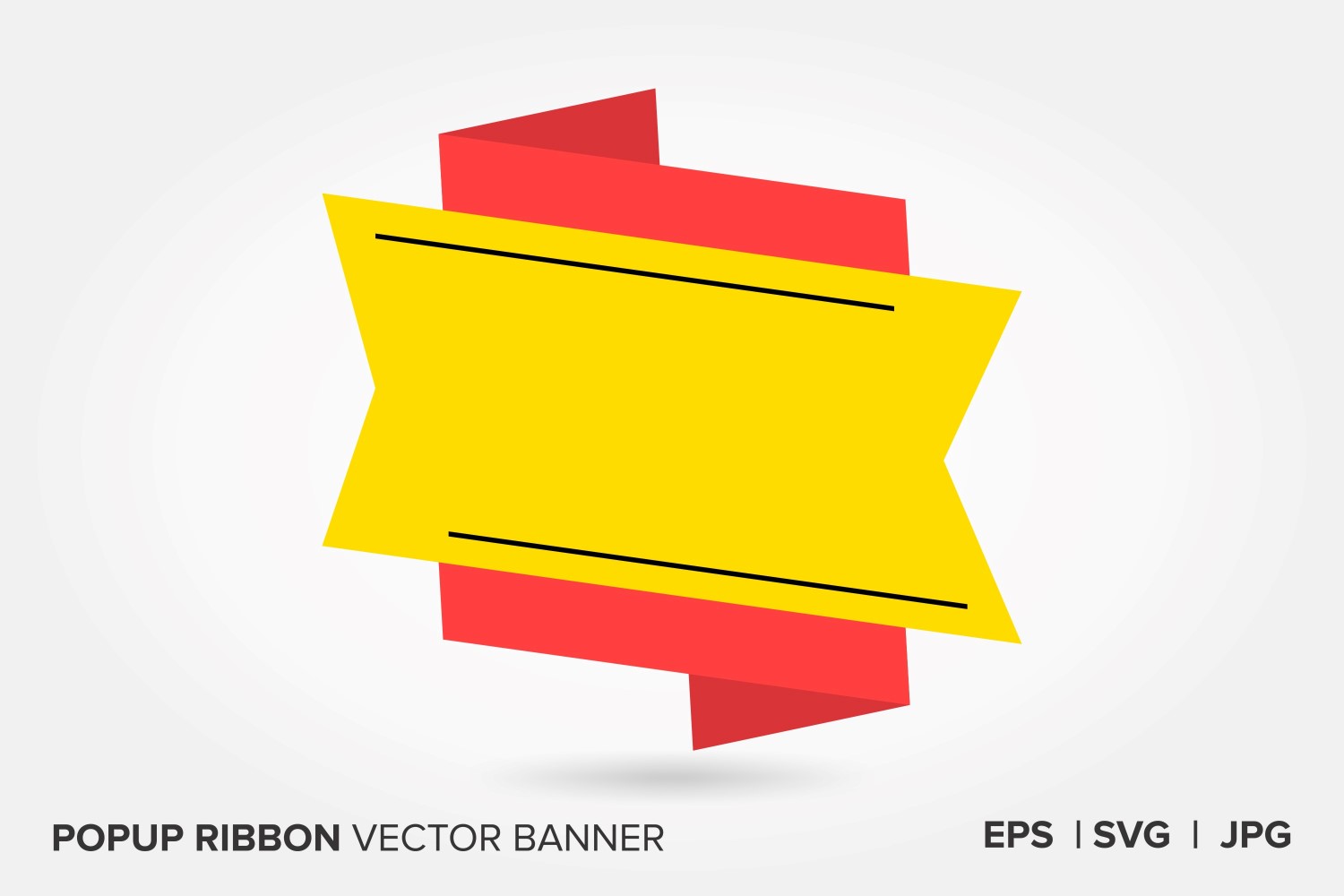 Yellow and Red Color Popup Ribbon Vector  Banner .