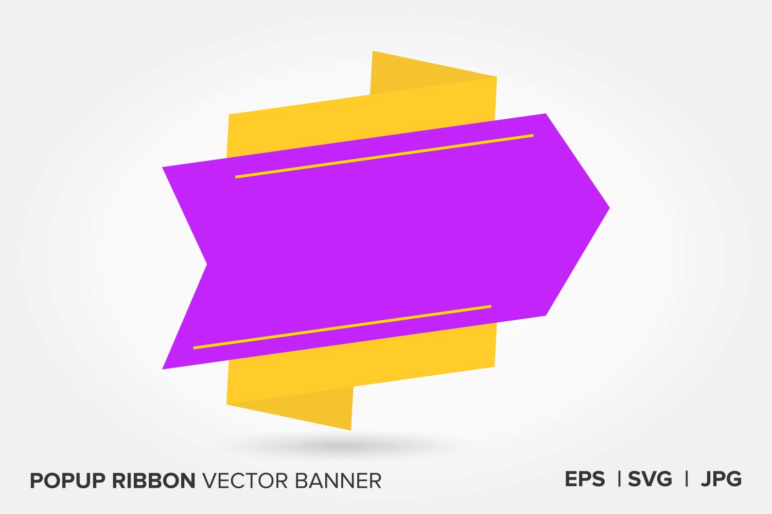 Yellow And Purple Color Popup Ribbon Vector Banner.