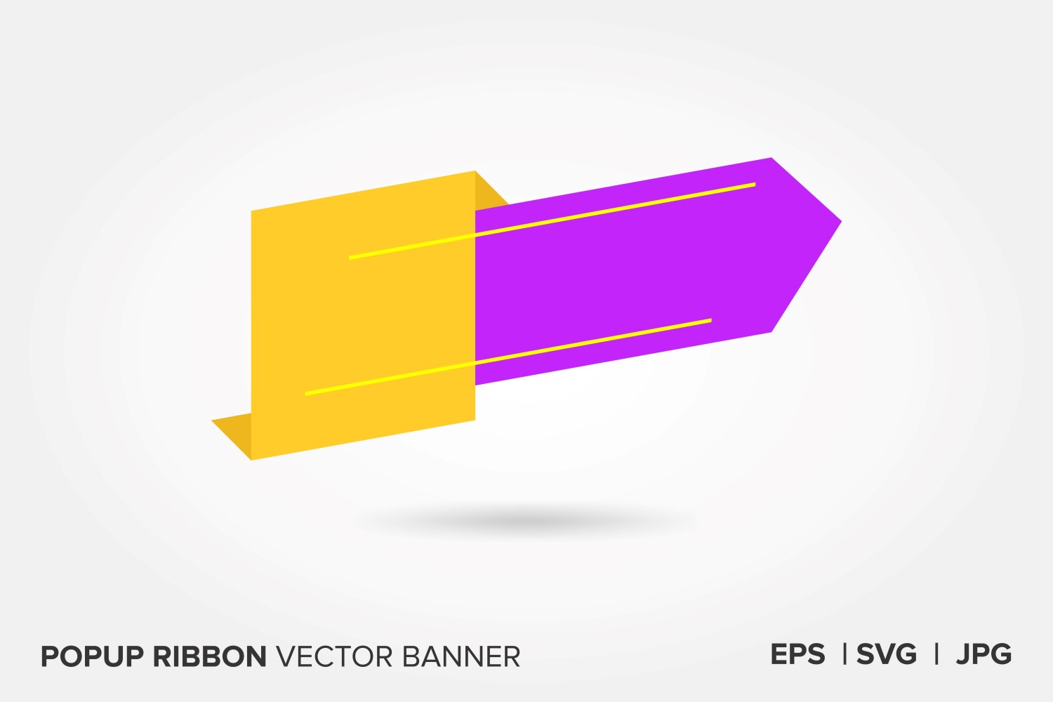 Yellow And Purple Color Popup Ribbon  Vector Banner.
