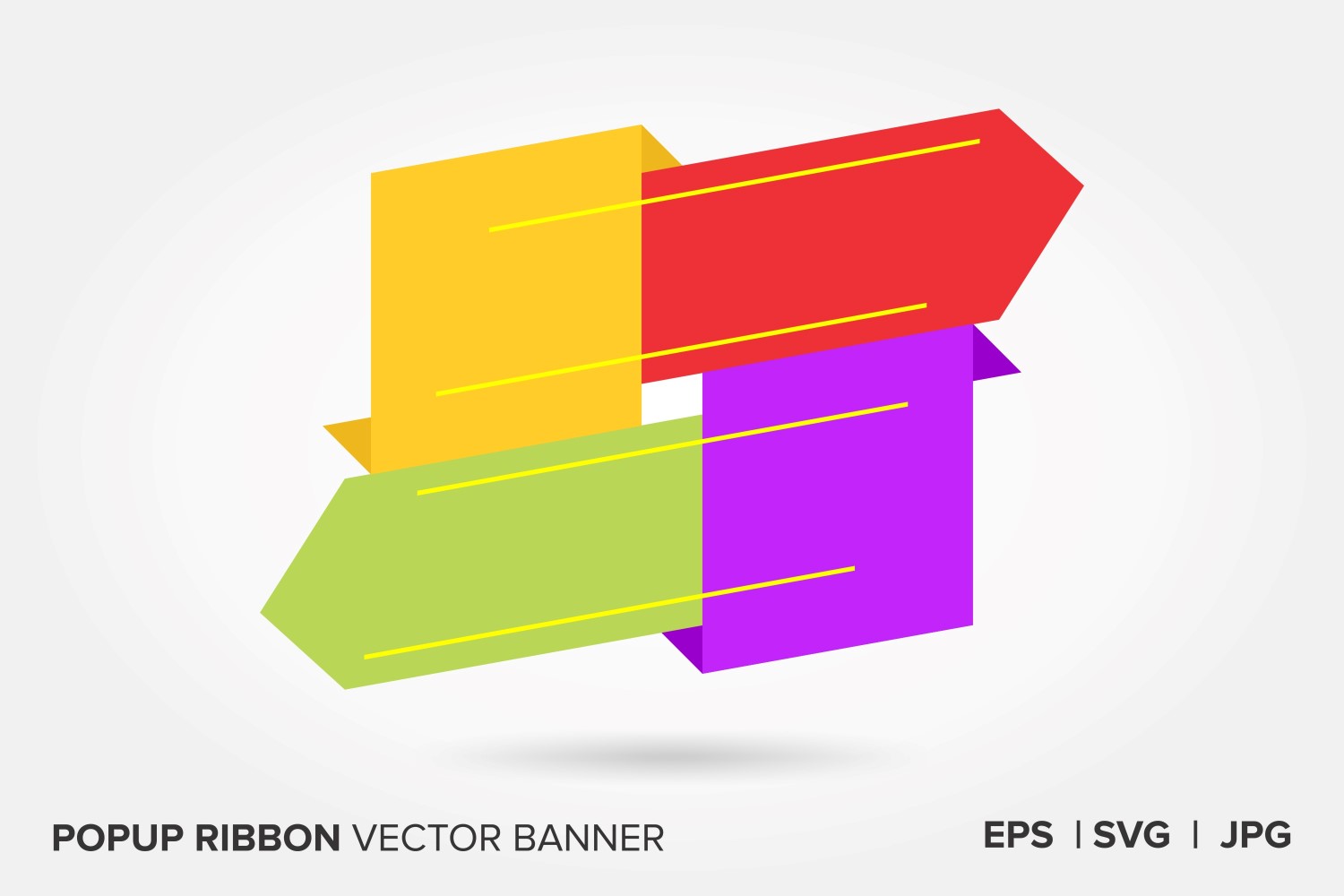 Multi Color Popup Ribbon Vector Banner