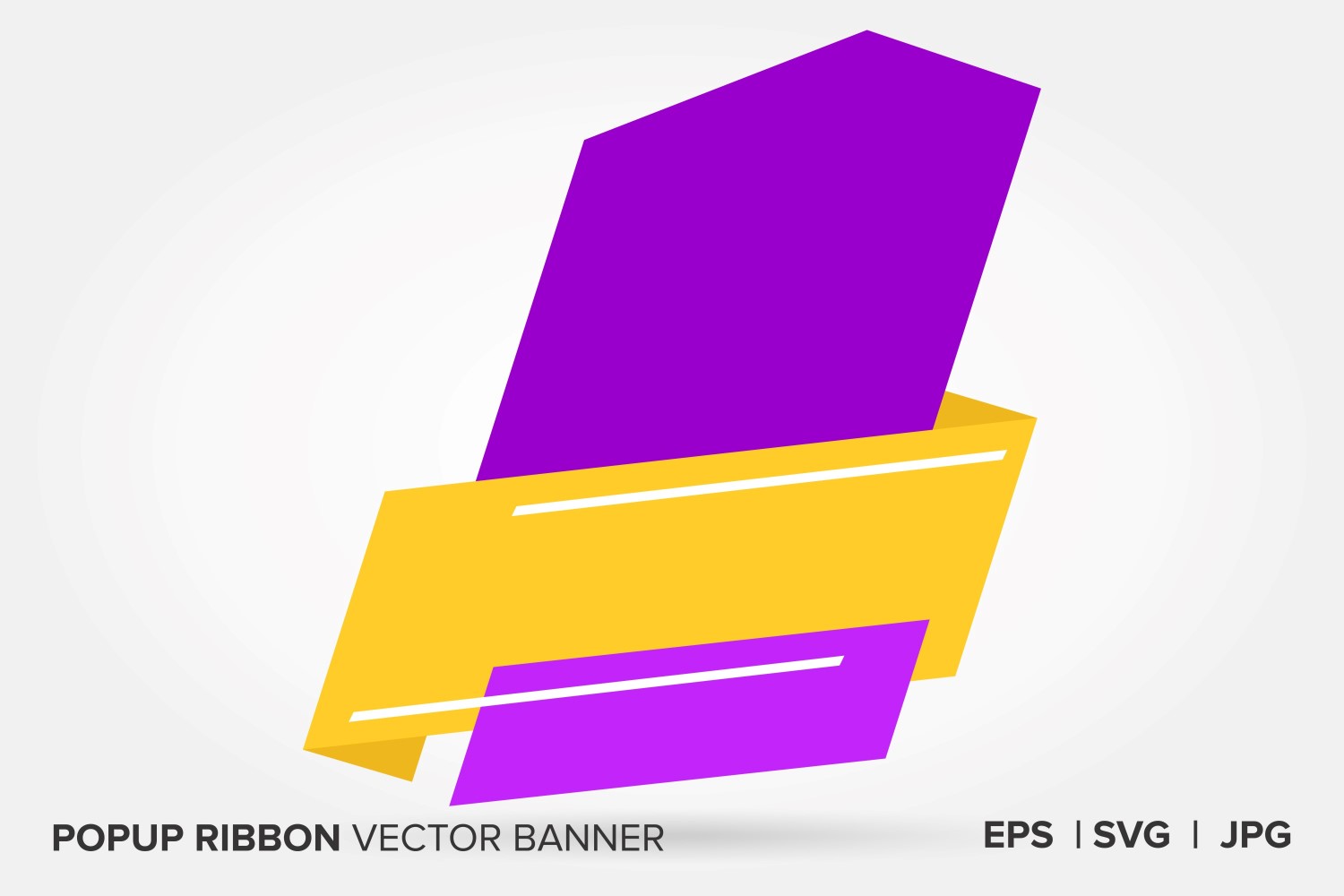 Purple And Yellow Color Popup Ribbon Vector Banner .