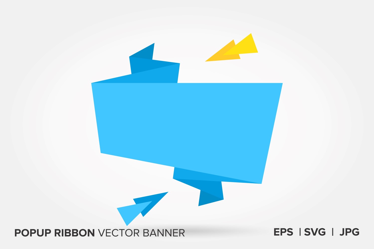 Blue And Yellow Color Popup Ribbon Vector Banner.