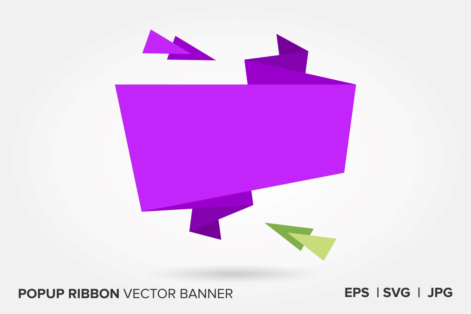 Purple And Light Green Color Popup Ribbon Vector Banner