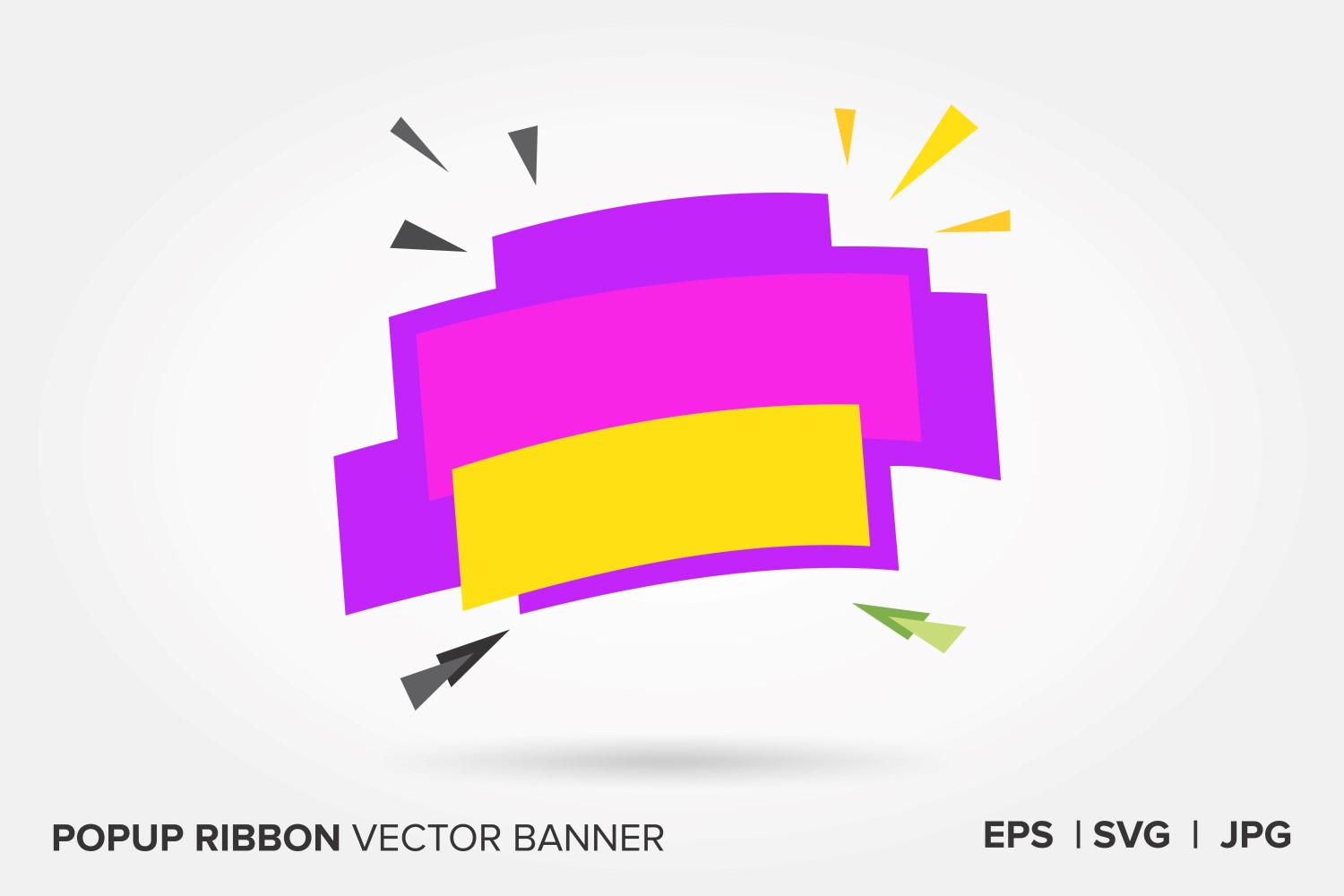 Yellow And Magenta Color Popup Ribbon Vector Banner