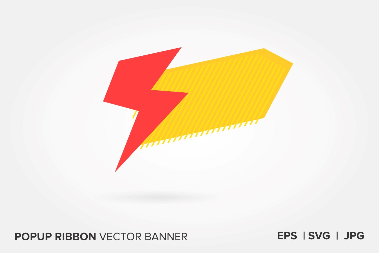 Red And Yellow Color Popup Ribbon Vector  Banner.