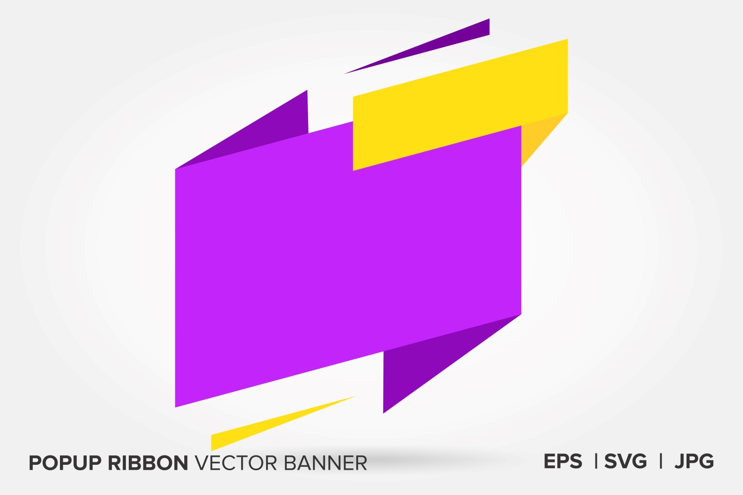 Purple And Yellow Color Popup Ribbon Vector  Banner