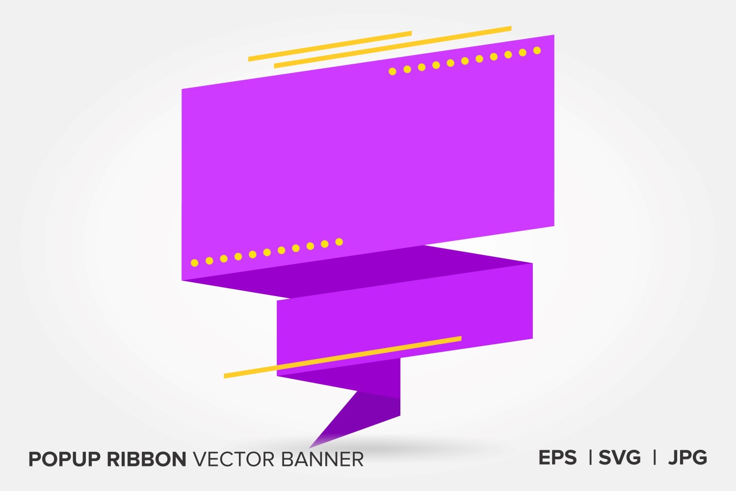 Purple And Yellow Color Popup Ribbon  Vector Banner