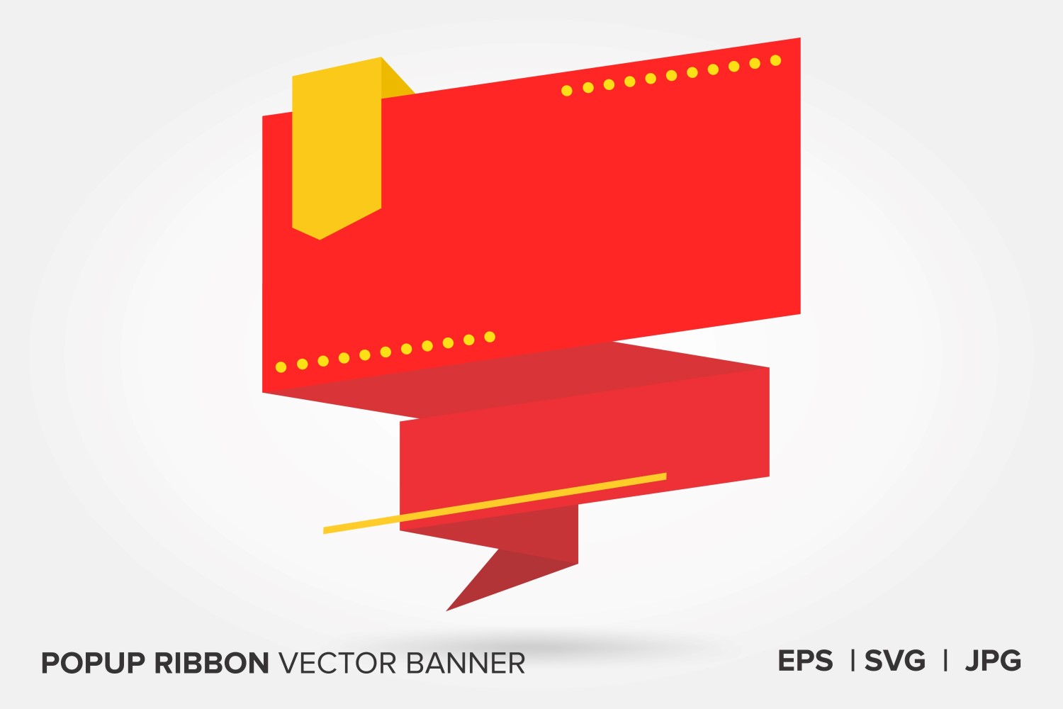 Red And Yellow Color Popup  Ribbon Vector Banner