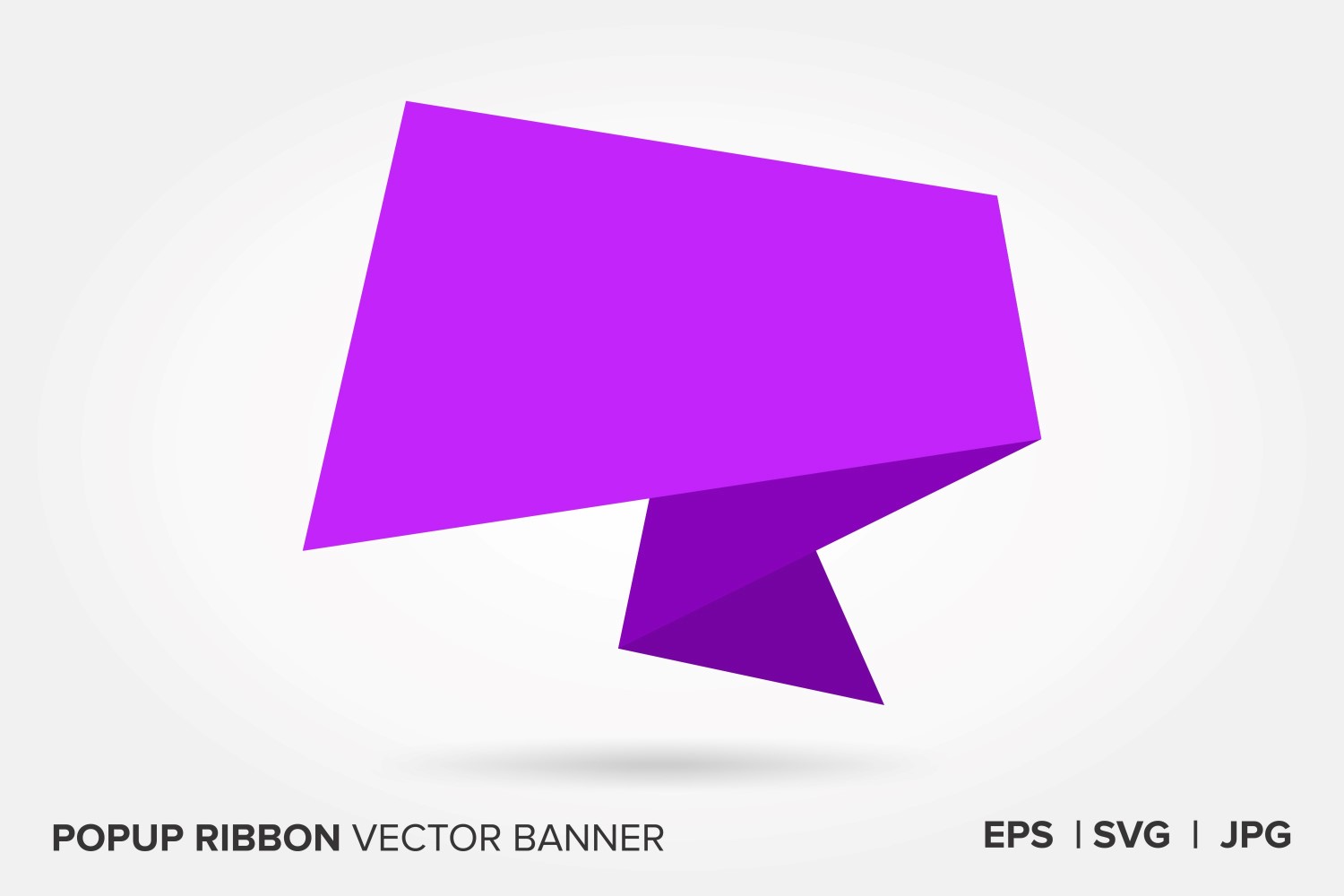 Purple Color Popup Ribbon Vector Banner.