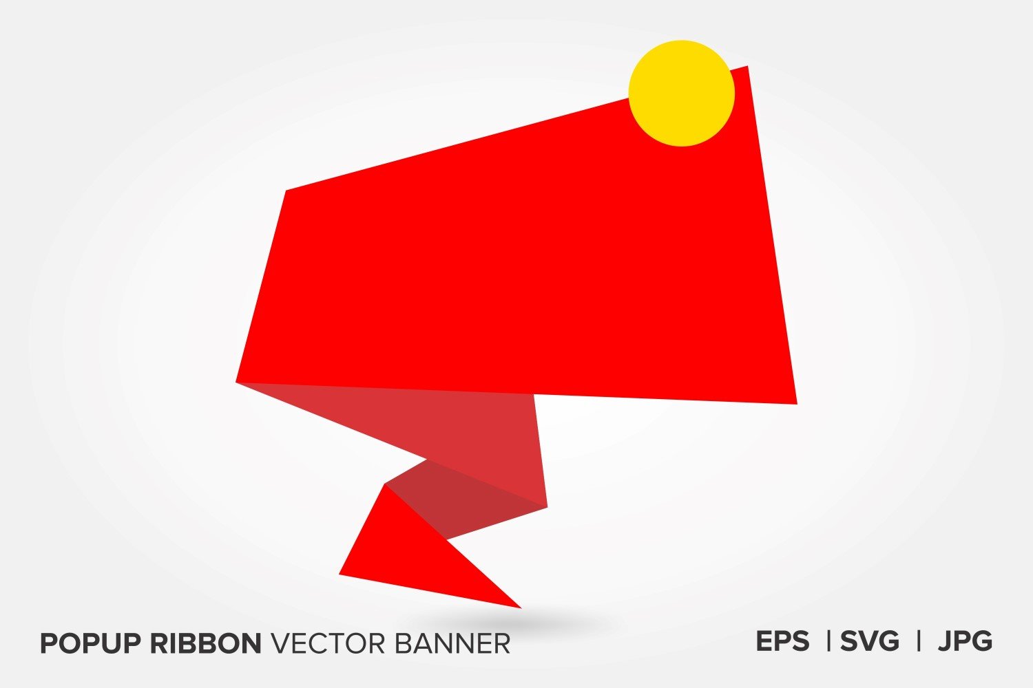 Red And Yellow Color Popup Ribbon Vector  Banner .