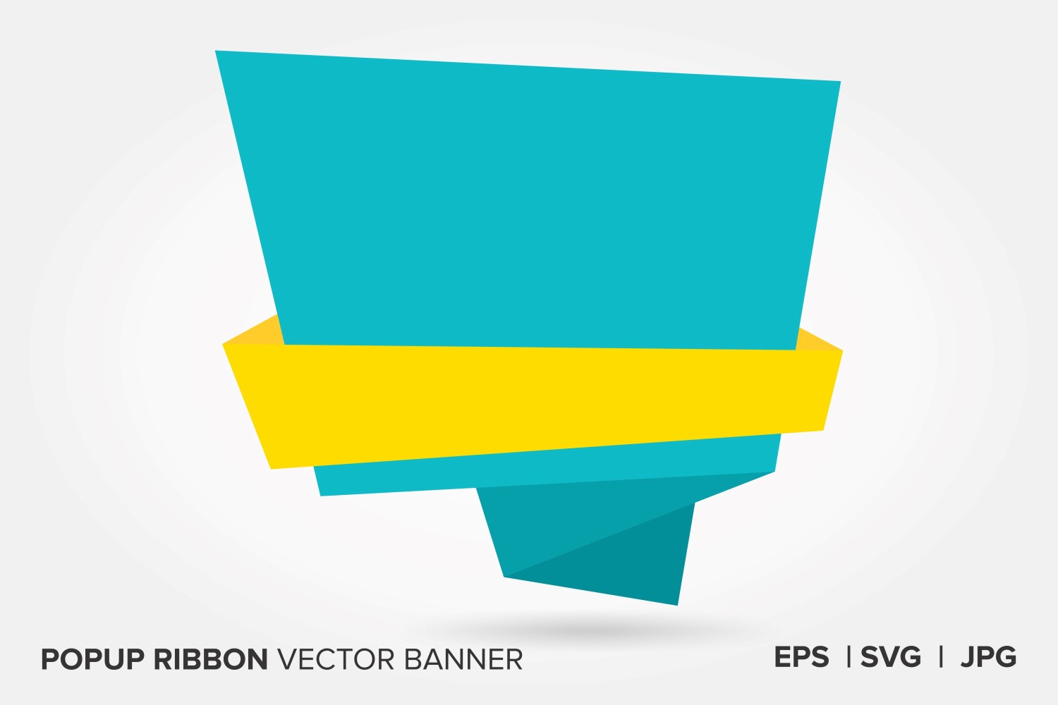 Yellow And Teal Color Popup Ribbon Vector Banner