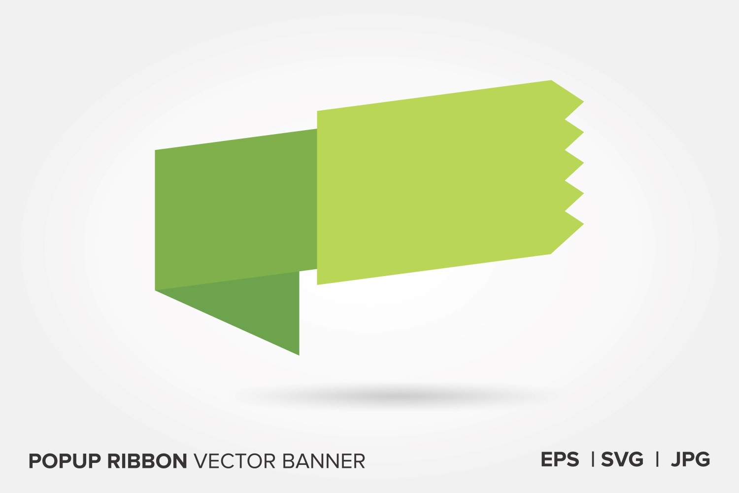 Light Green And Green Color Popup Ribbon Vector Banner