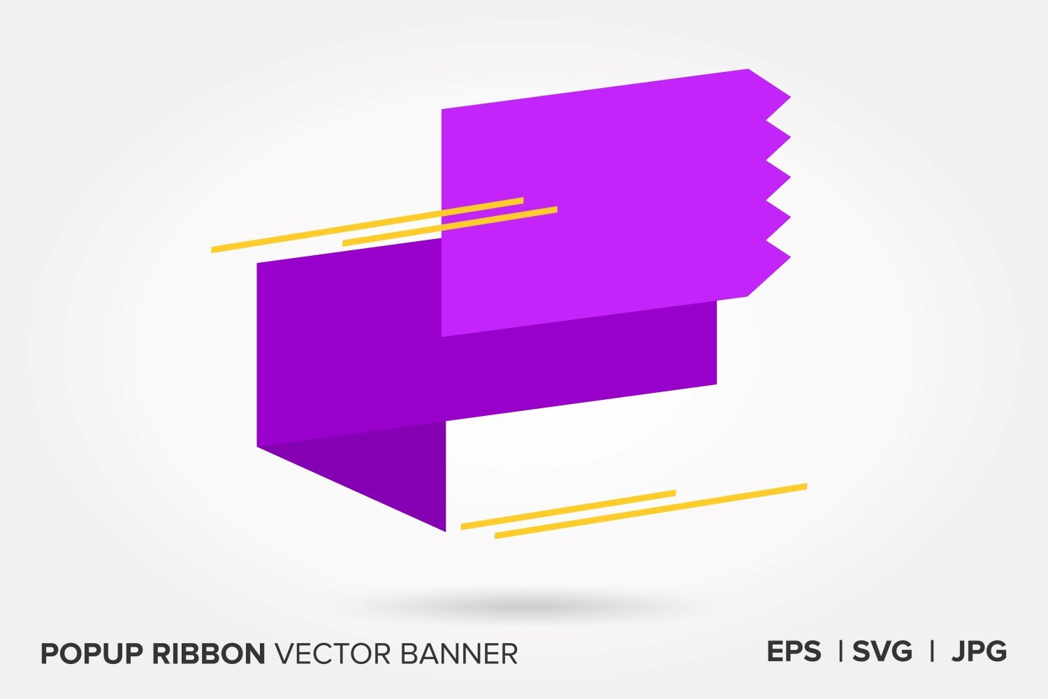 Purple And Yellow Color  Popup Ribbon Vector Banner.