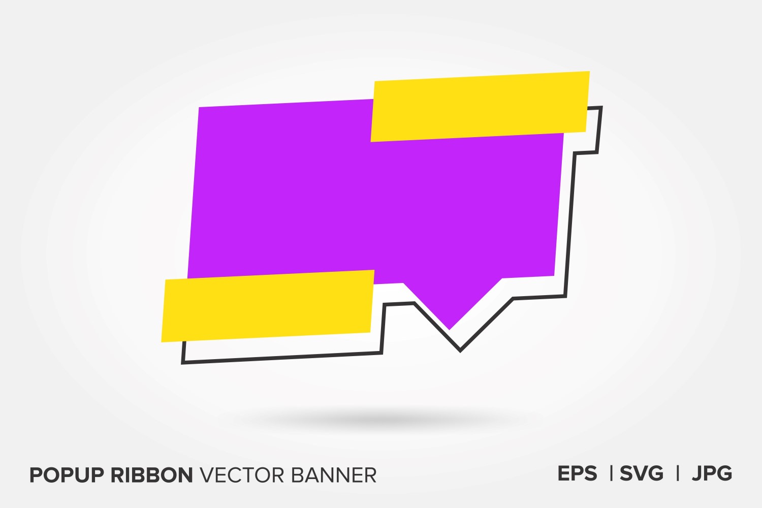 Yellow And Purple  Color Popup Ribbon Vector Banner.