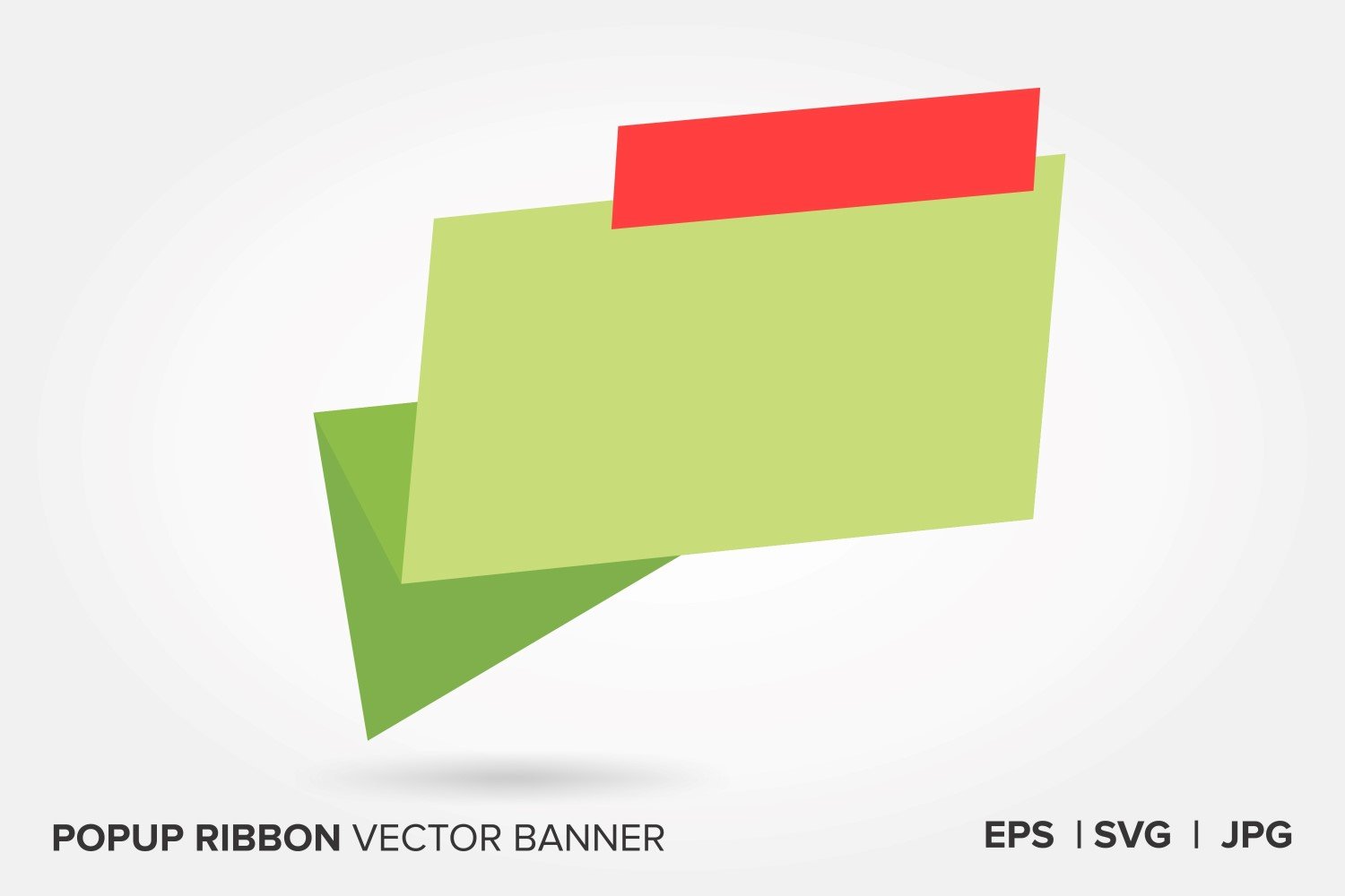 Light Green And Red Color Popup Ribbon Vector Banner