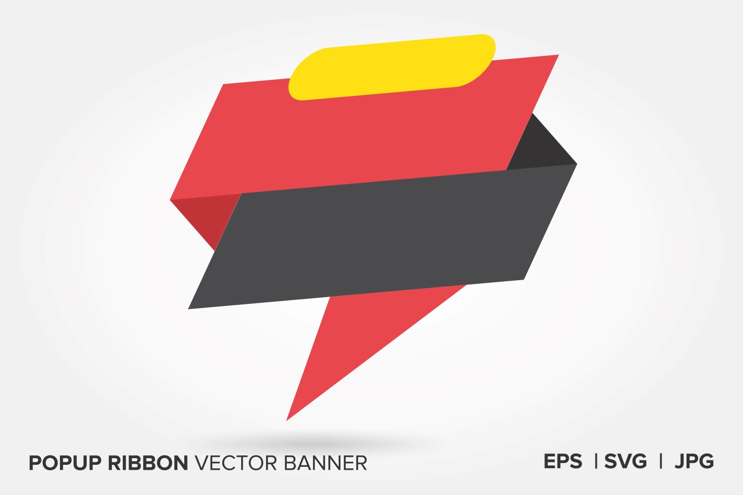 Black And Yellow Color Popup Ribbon Vector Banner.