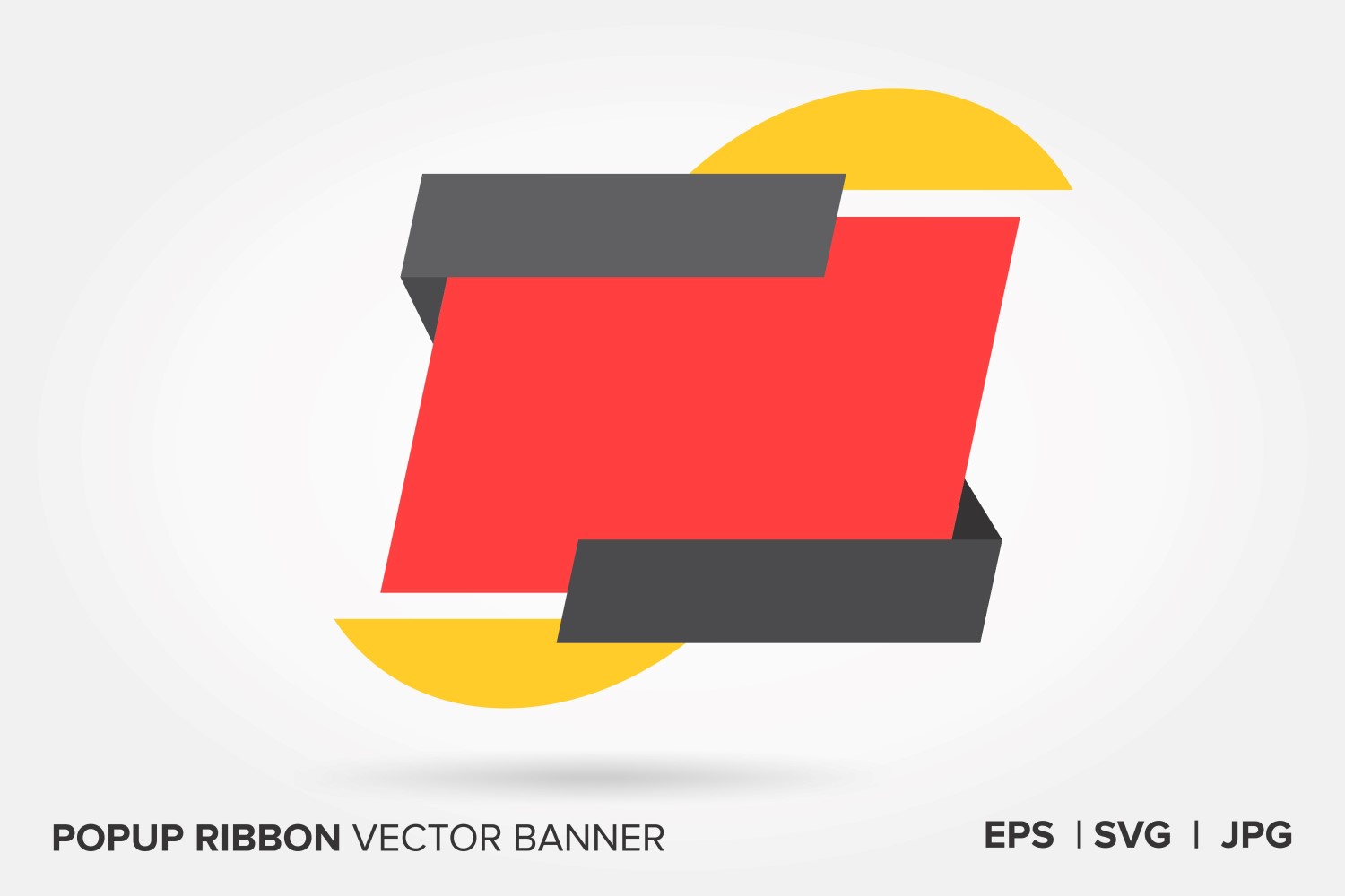 Black And Yellow Color  Popup Ribbon Vector Banner