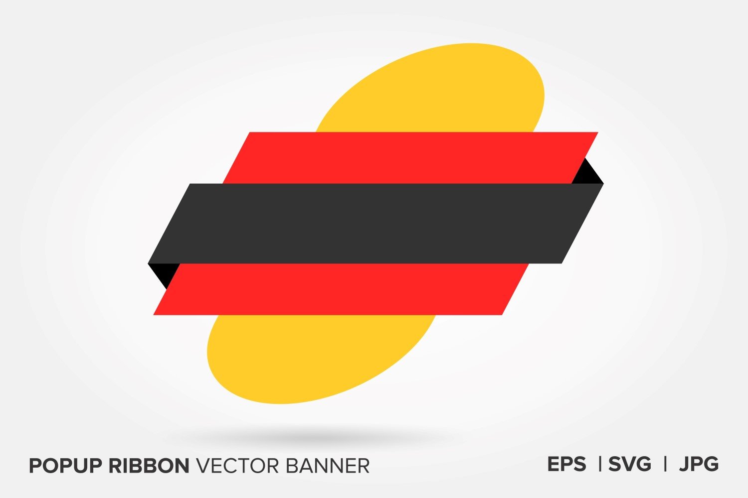 Black And Yellow  Color Popup Ribbon Vector Banner