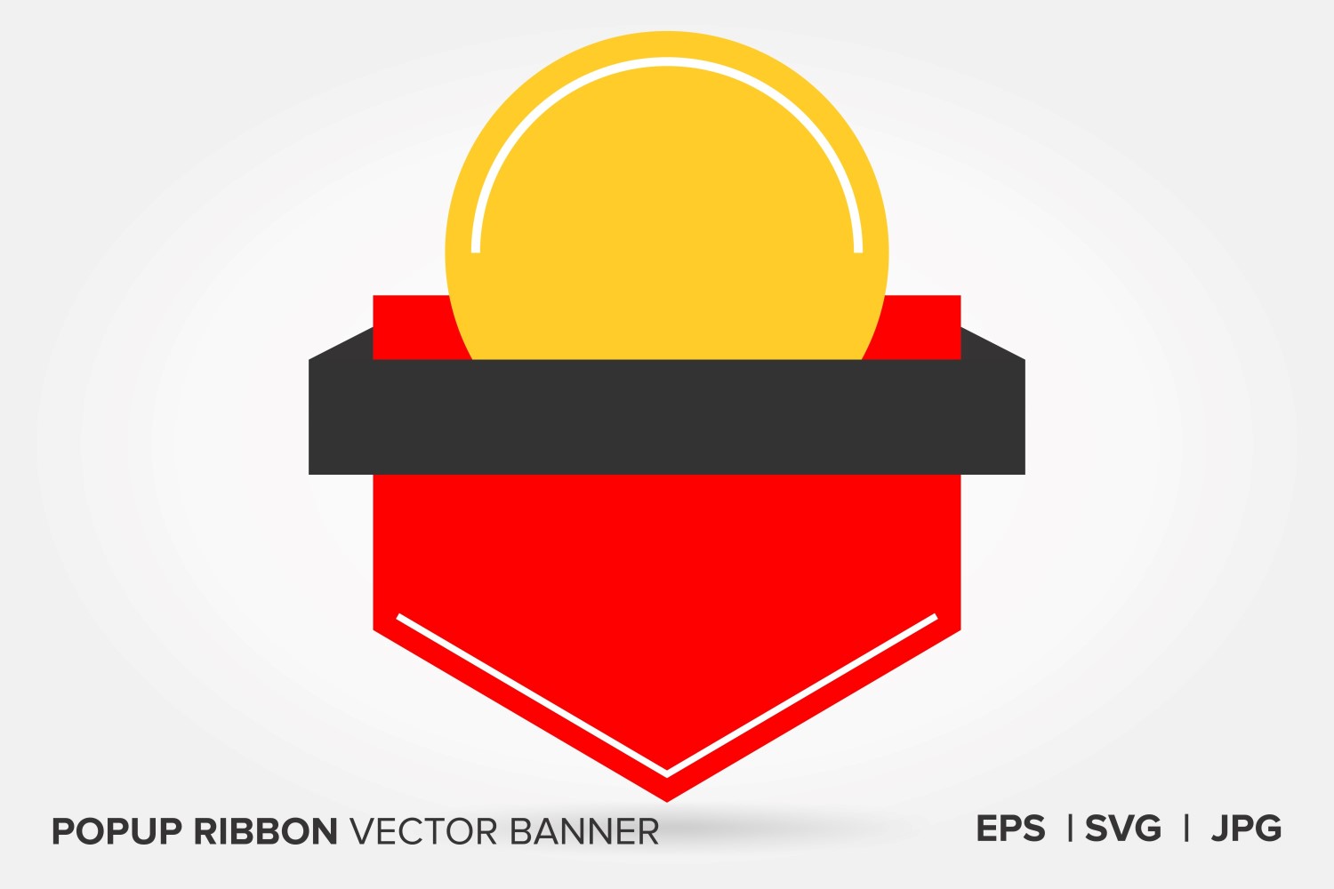 Red And Yellow Color Popup Ribbon  Vector Banner