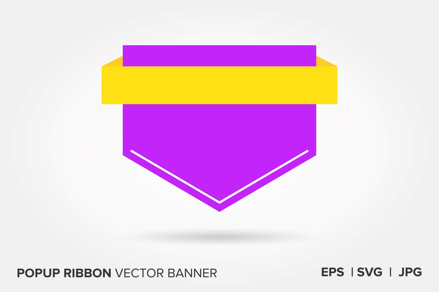 Purple  And Yellow Color Popup Ribbon Vector Banner