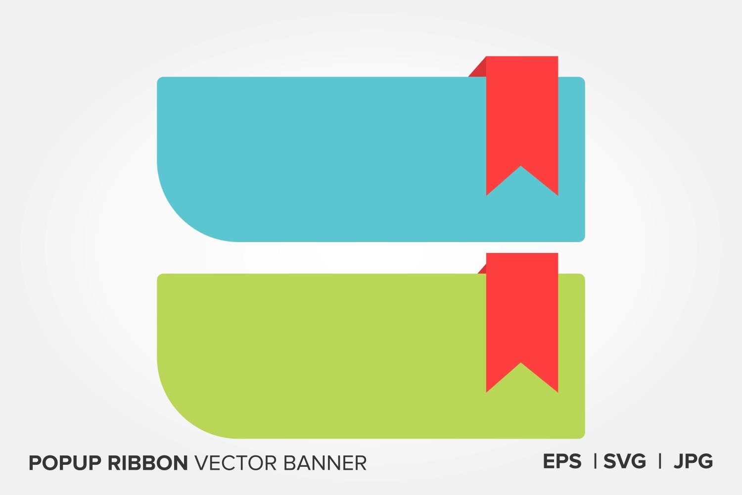 Blue And Light Green  Color Popup Ribbon Vector Banner