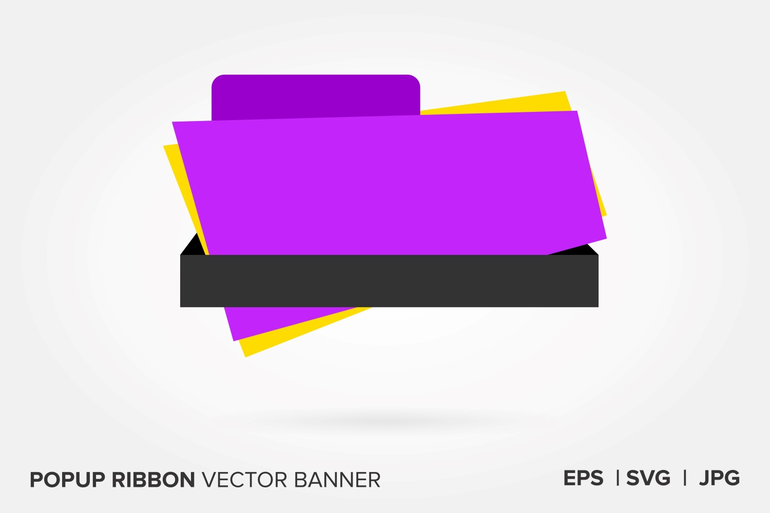 Black And Purple Color Popup Ribbon Vector Banner