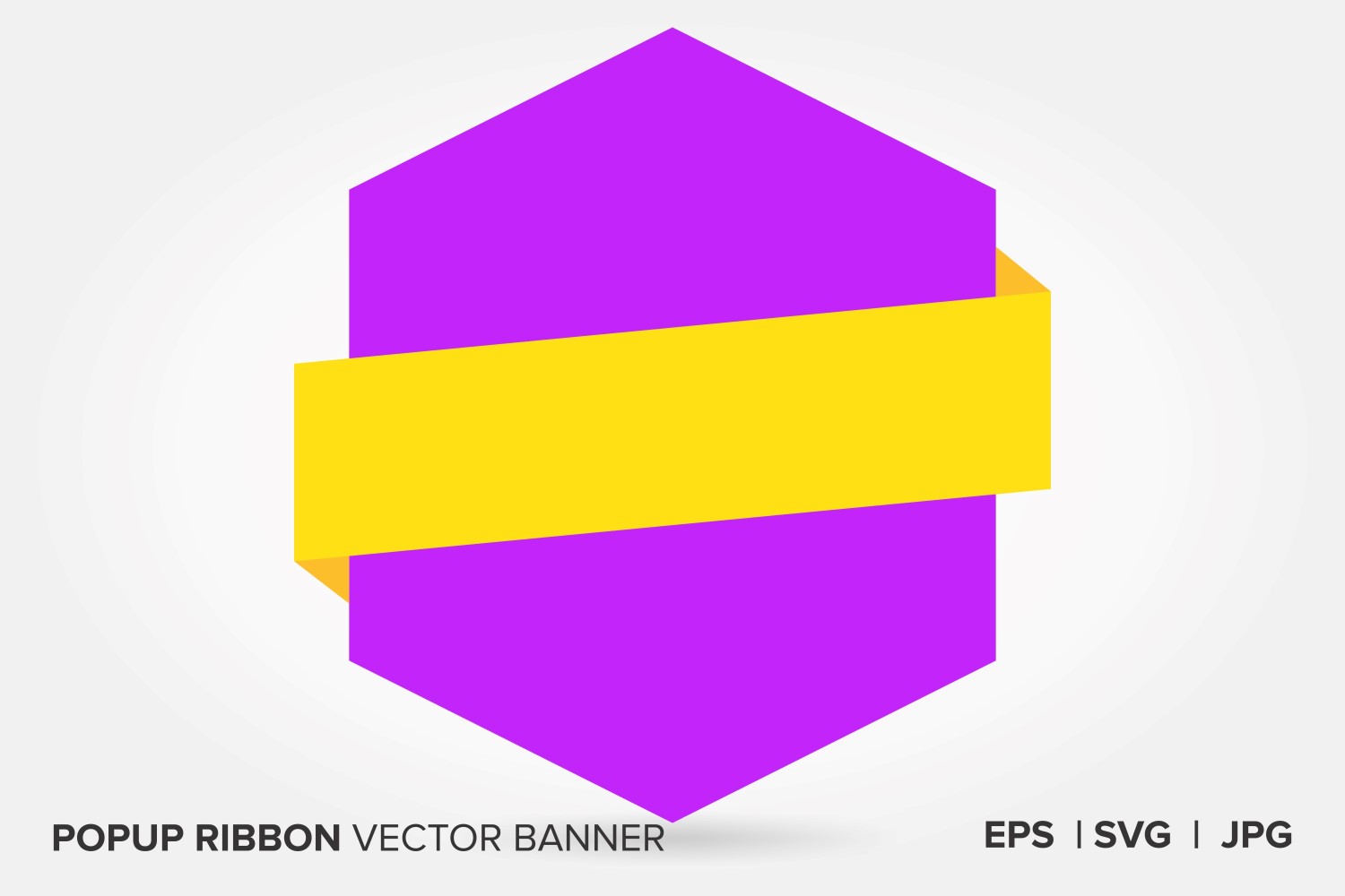 Purple And Yellow Color  Popup Ribbon Vector Banner