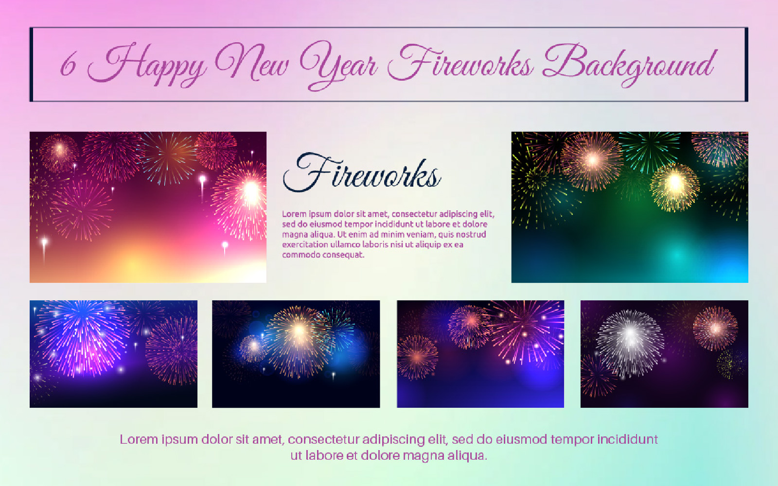 6 Happy New Year Fireworks Background
