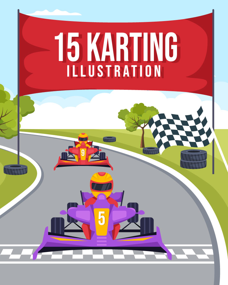 15 Karting Sport Illustration