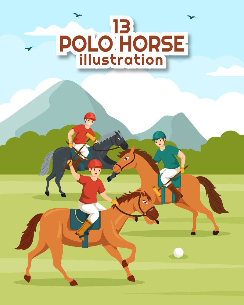 13 Polo Horse Sports Player Illustration