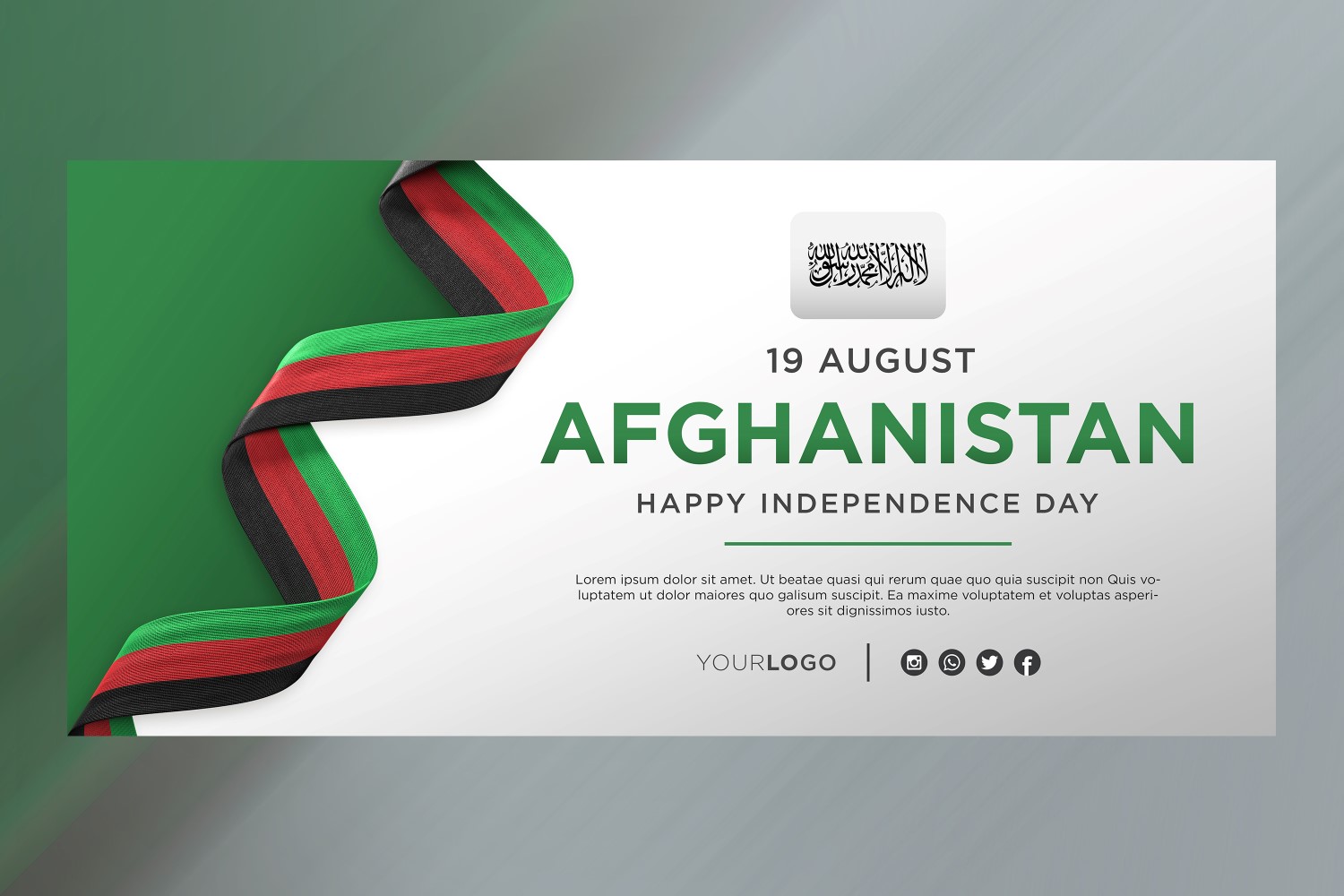 Afghanistan National Independence Day Celebration Banner, National Anniversary