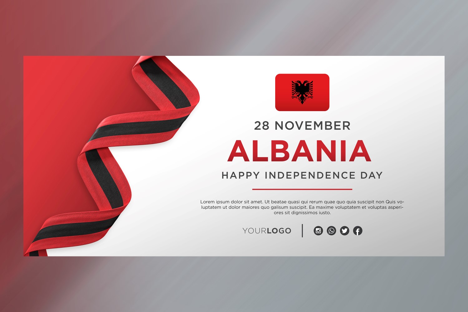 Albania National Independence Day Celebration Banner, National Anniversary