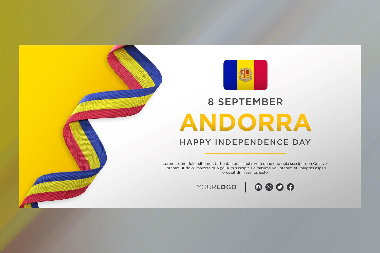 Andorra National Independence Day Celebration Banner, National Anniversary