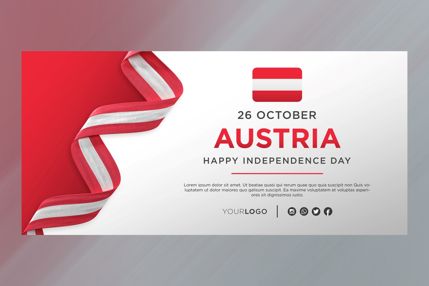 Austria National Independence Day Celebration Banner, National Anniversary