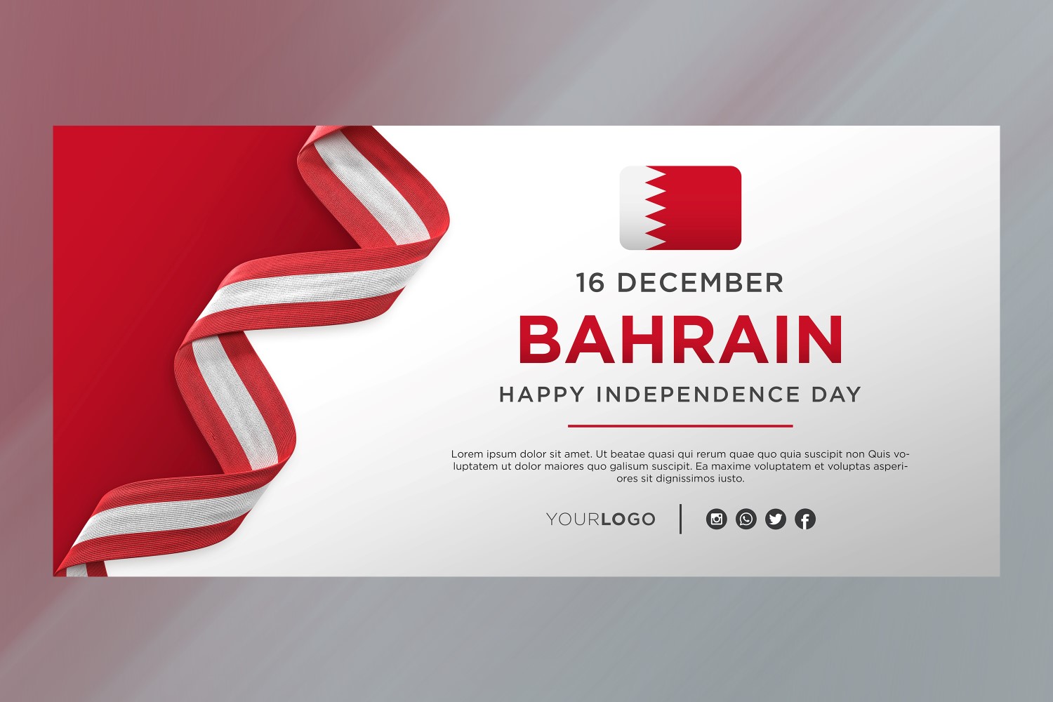 Bahrain National Independence Day Celebration Banner, National Anniversary