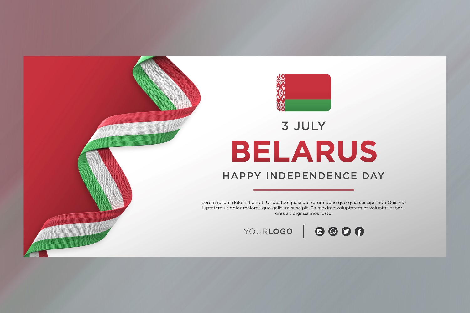 Belarus National Independence Day Celebration Banner, National Anniversary