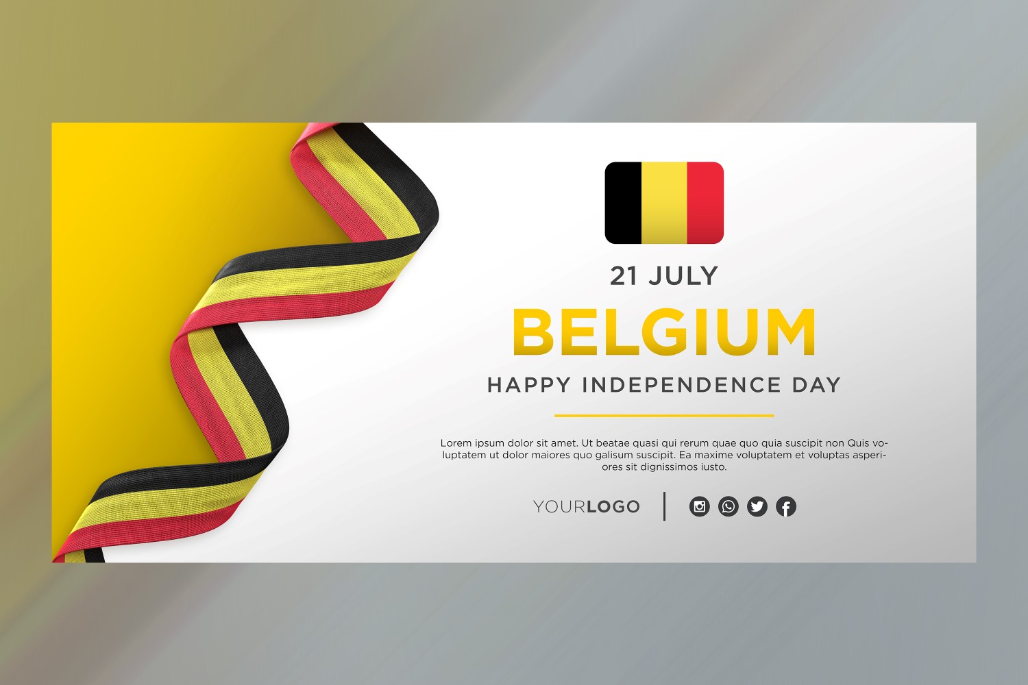 Belgium National Independence Day Celebration Banner, National Anniversary