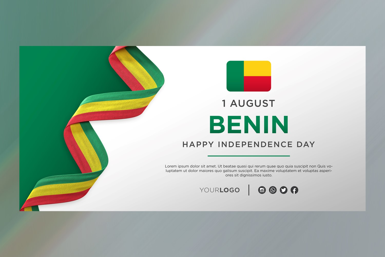 Benin National Independence Day Celebration Banner, National Anniversary