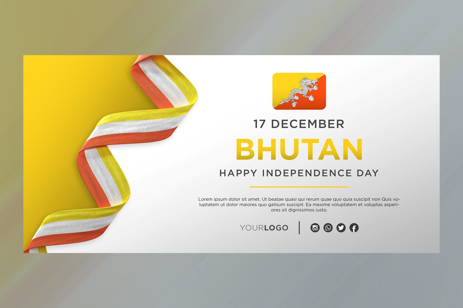 Bhutan National Independence Day Celebration Banner, National Anniversary
