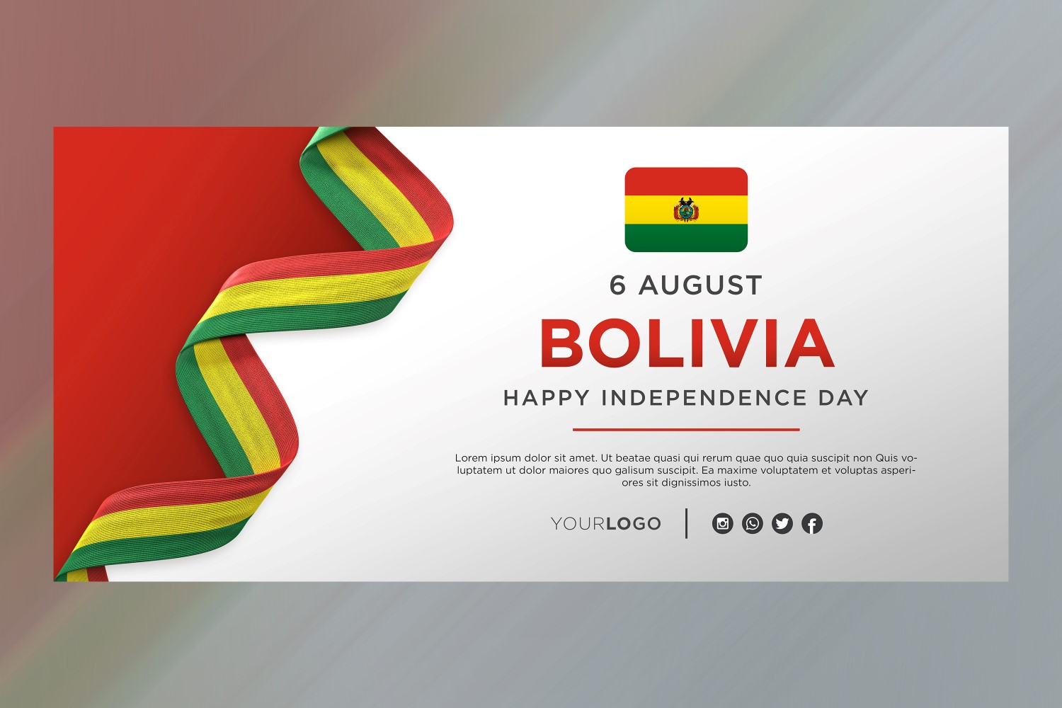 Bolivia National Independence Day Celebration Banner, National Anniversary