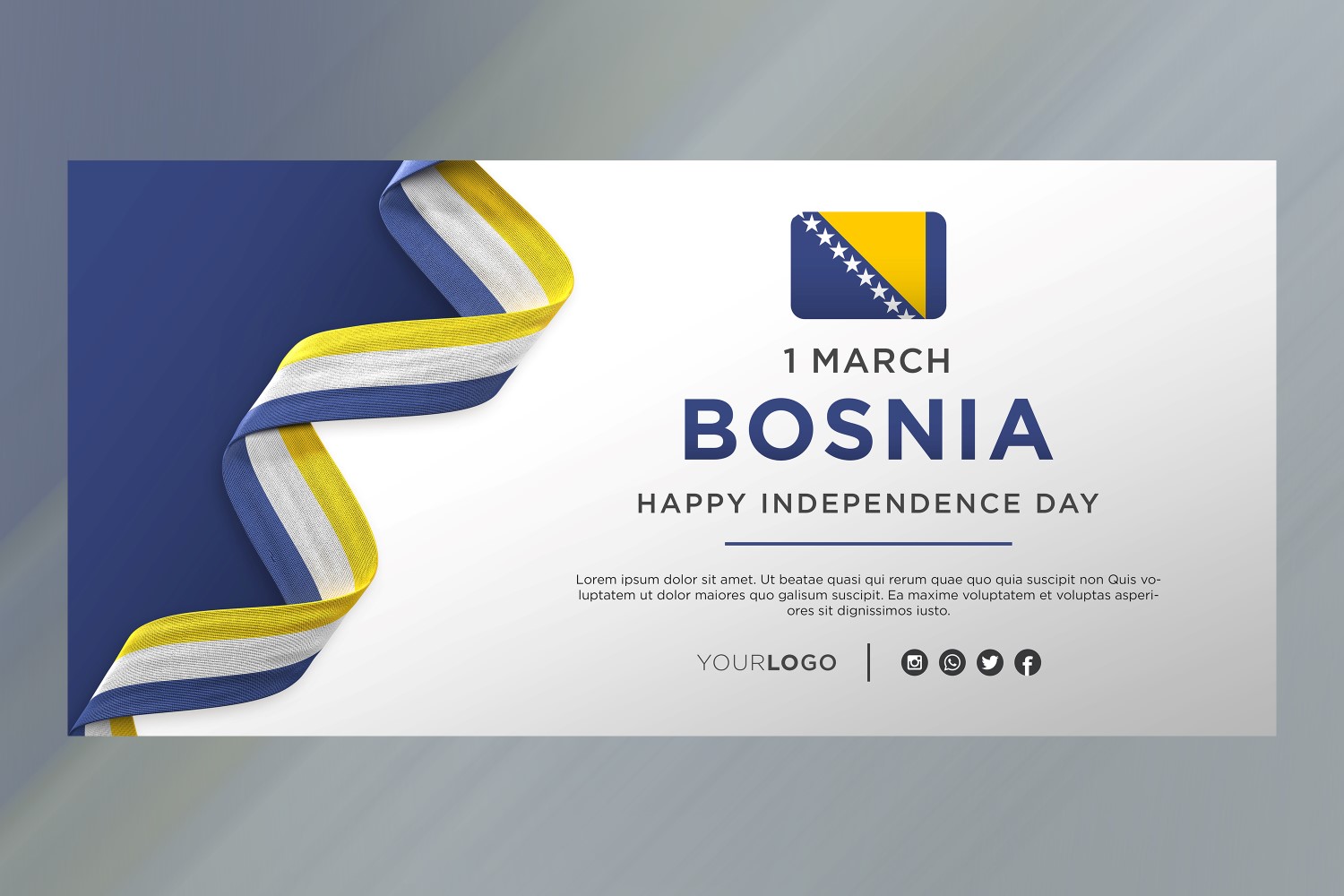 Bosnia and Herzegovina National Independence Day Celebration Banner, National Anniversary