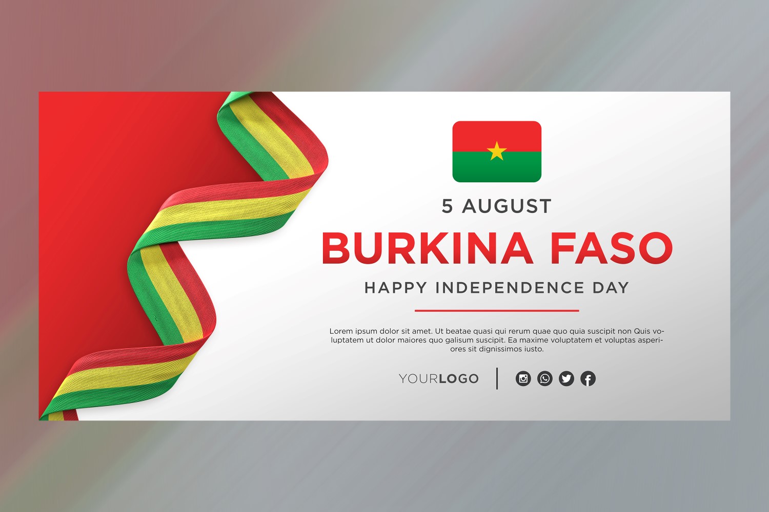 Burkina Faso National Independence Day Celebration Banner, National Anniversary